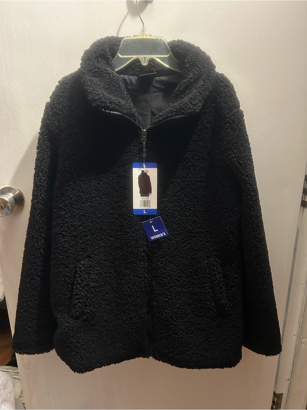 Women's Black Teddy Fleece Zip Jacket